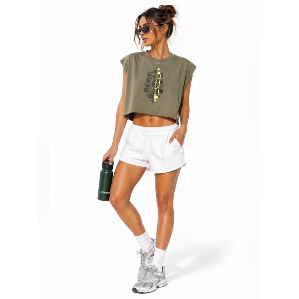 Free People Movement Sage Stone Cropped Tee Size L NWOT